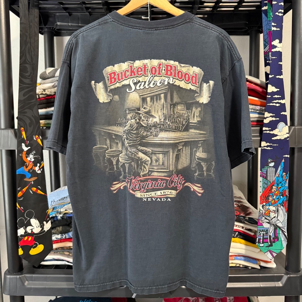 Y2K Black Bucket Of Blood Saloon Virginia City Nevada Tee XL